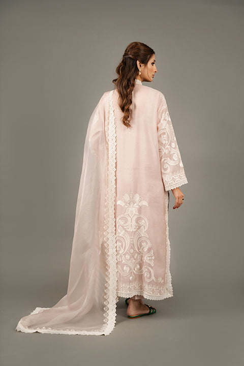 CST-NEWZEL Pink Embroidered Shirt With Trouser And Dupatta