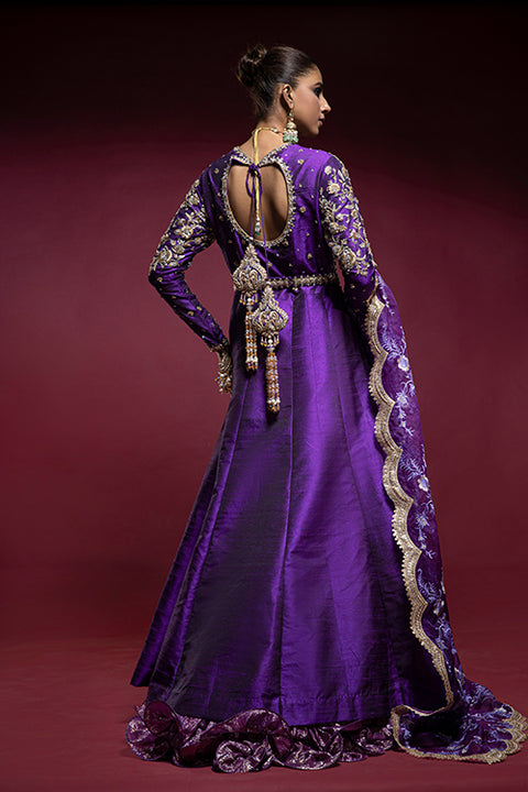 Purple Embellished Bodice Anarkali with Dupatta