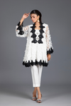 Black and White Flowy Cut Tunic with Cropped Trousers