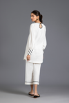 White Cotton Ribbon Embroidery Tunic with Culottes