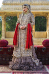 Tulle Net Tunic with Tiered Lehenga and Tulle Dupatta/Red Jamawar Dupatta
