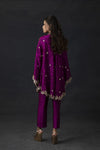 Magenta Embellished Bias Cut Tunic with Cropped Trousers