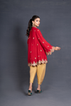Net Embellished Bias Cut Tunic with Skinny Shalwar