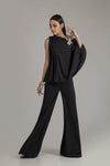 Black Baggy Style Jumpsuit with Crystal Embellished Motif