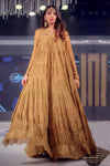 Crushed Tissue Gold Kaftan Dress with Cutwork
