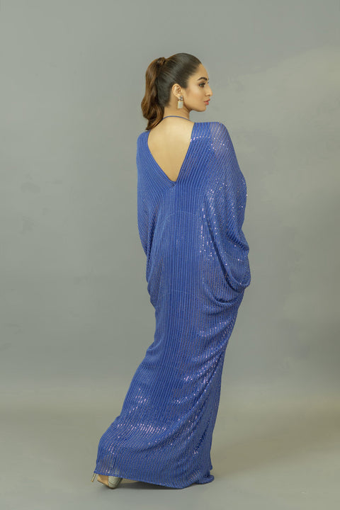 Sequinned Kaftan with Silver Flower Detail