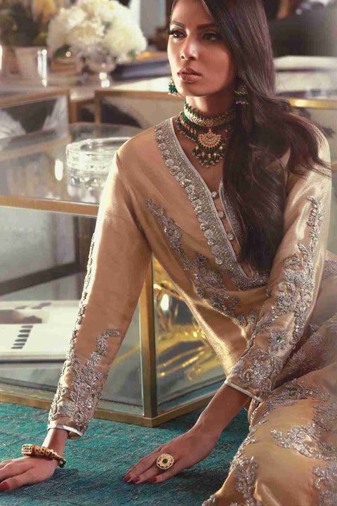 Gold Zardozi Embroidered Long Kaftan