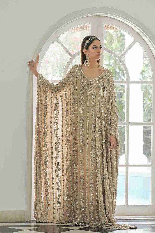 Nude Long Sleeve Songket Kaftan